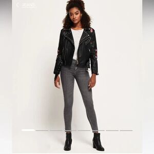 Super Dry Super Crafted Mid Rise Super Skinny Jeans, Grey Nero size 34/30.